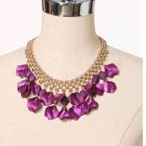 Elegant Purple and Gold Floral Necklace